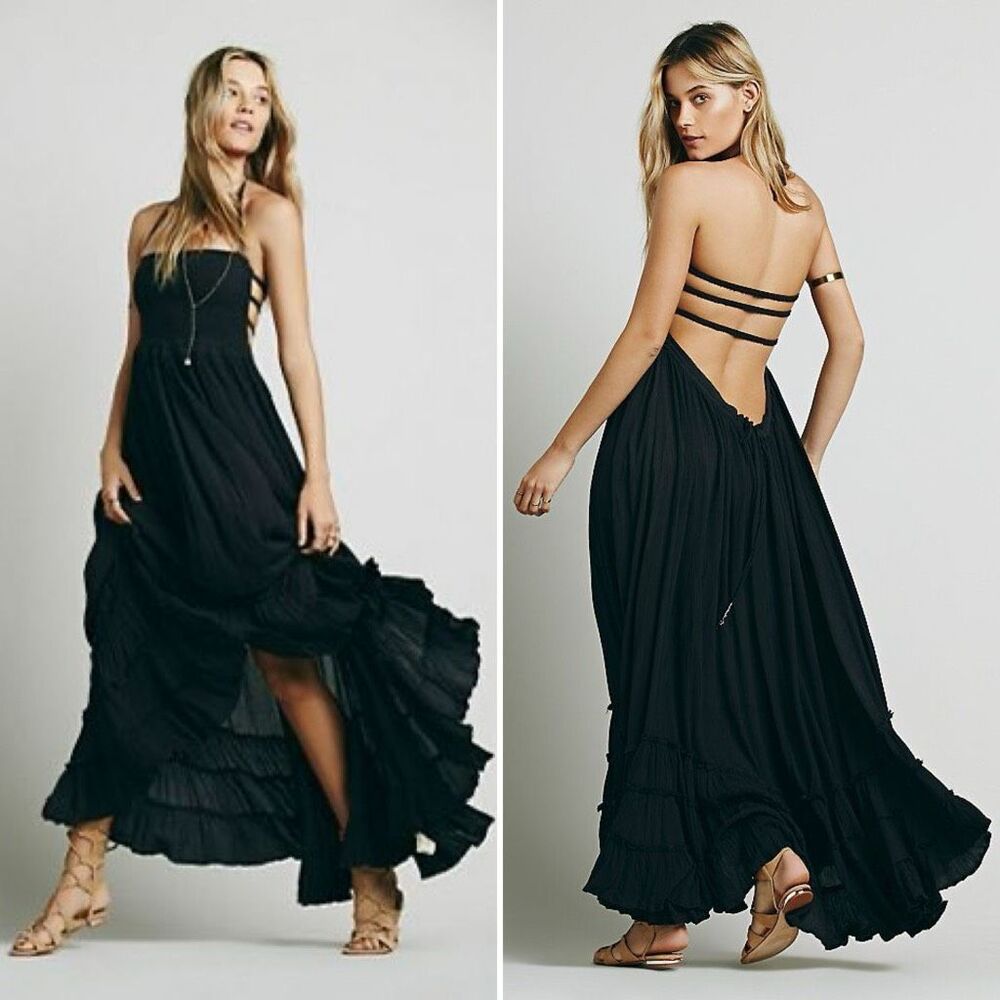 Free People Endless Summer Extratropical Black Size XS Boho Witchy Beachy Goth